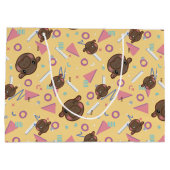 Retro 80's Yellow Baby Hippo Birthday ラージペーパーバッグ (裏面)