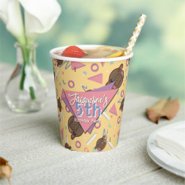 Retro 80's Yellow Baby Hippo Birthday 紙コップ