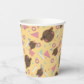 Retro 80's Yellow Baby Hippo Birthday 紙コップ (裏面)