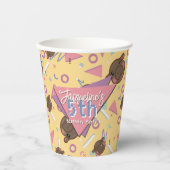 Retro 80's Yellow Baby Hippo Birthday 紙コップ (正面)