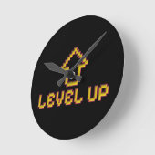 Retro 8-Bit EASY Wall Clock - Black ラウンド壁時計 (傾斜)