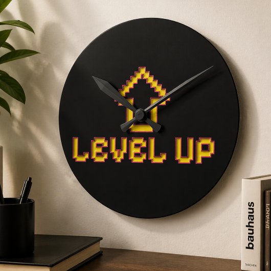 Retro 8-Bit EASY Wall Clock - Black ラウンド壁時計