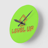 Retro 8-Bit EASY Wall Clock - Lime Green ラウンド壁時計 (傾斜)