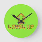 Retro 8-Bit EASY Wall Clock - Lime Green ラウンド壁時計 (正面)
