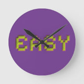 Retro 8-Bit EASY Wall Clock - Purple & Pink Cyberp ラウンド壁時計 (正面)