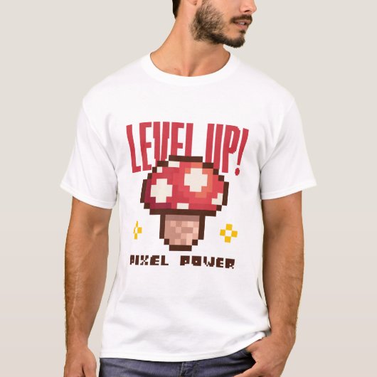 Retro 8-Bit Gaming Mushroom Tシャツ (正面)
