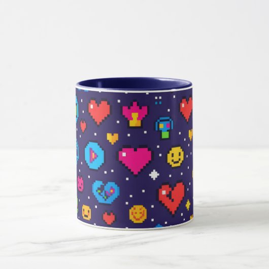 Retro 8-Bit Pixel Art Gaming Ceramic Mug マグカップ (中央)