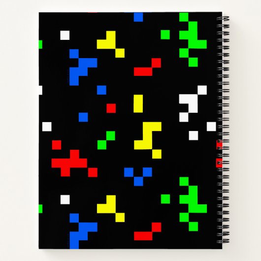 Retro 8 Bit Video Game Graphics Pattern ノートブック (裏面)