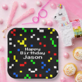 Retro 8 Bit Video Game Graphics Pattern ペーパープレート (パーティー)