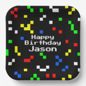 Retro 8 Bit Video Game Graphics Pattern ペーパープレート (正面)