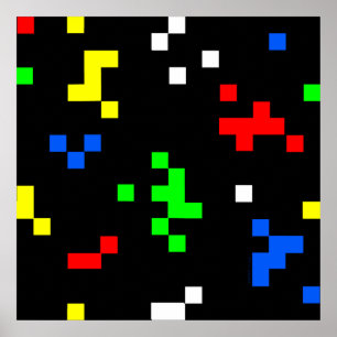 Retro 8 Bit Video Game Graphics Pattern ポスター