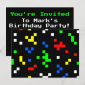 Retro 8 Bit Video Game Graphics Pattern 招待状 (正面/裏面)