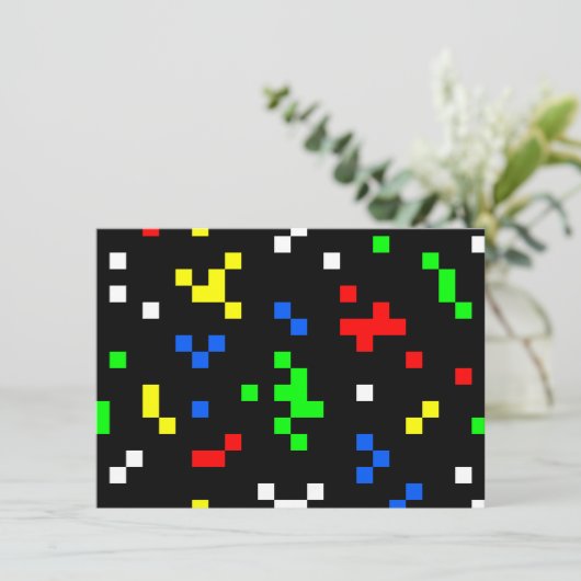 Retro 8 Bit Video Game Graphics Pattern 招待状 (スタンド正面)