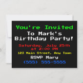 Retro 8 Bit Video Game Graphics Pattern 招待状 (裏面)