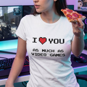 Retro 8-bit Video Gamer 彼氏 彼女 Tシャツ