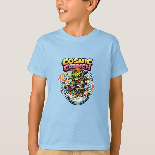 Retro 90s Alien Skate Cereal Cartoon – Cosmic Crun Tシャツ (正面)