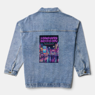 Retro 90s City Pop Night: Neon Tokyo & Osaka Rain デニムジャケット