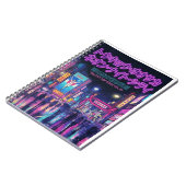 Retro 90s City Pop Night: Neon Tokyo & Osaka Rain ノートブック (左側)