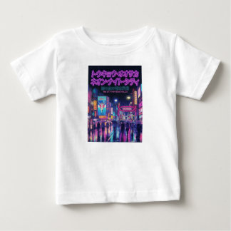 Retro 90s City Pop Night: Neon Tokyo & Osaka Rain ベビーTシャツ