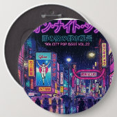 Retro 90s City Pop Night: Neon Tokyo & Osaka Rain 缶バッジ (正面&裏面)