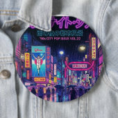 Retro 90s City Pop Night: Neon Tokyo & Osaka Rain 缶バッジ (インサイチュ)