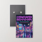 Retro 90s City Pop Night: Neon Tokyo & Osaka Rain 缶バッジ (正面/裏面)