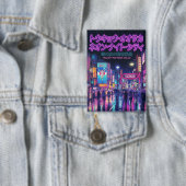 Retro 90s City Pop Night: Neon Tokyo & Osaka Rain 缶バッジ (インサイチュ)