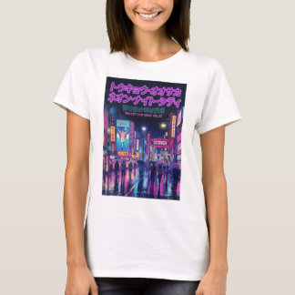 Retro 90s City Pop Night: Neon Tokyo & Osaka Rain Tシャツ