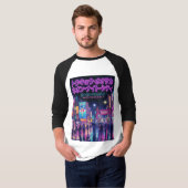 Retro 90s City Pop Night: Neon Tokyo & Osaka Rain Tシャツ (正面フル)