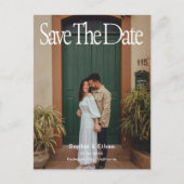 Retro 90s Full Photo Wedding Save The Date 案内ポストカード (正面)