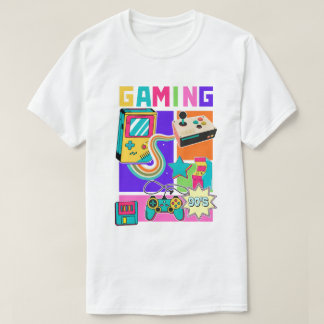 Retro 90s Gaming Neon Arcade Collage Tシャツ