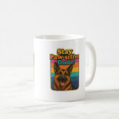 Retro 90s German Shepherd Sticker “Stay Paw-sitiv コーヒーマグカップ (正面右)