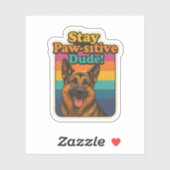 Retro 90s German Shepherd Sticker “Stay Paw-sitiv シール (シート)