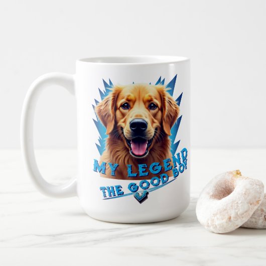 Retro 90s Golden Retriever Mascot Custom Gifts コーヒーマグカップ (ドーナツ)