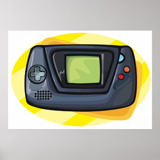 Retro 90s Handheld Game Console Gamer ポスター (正面)