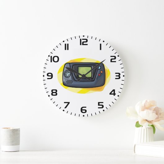 Retro 90s Handheld Game Console Gamer ラージ壁時計 (ホーム)