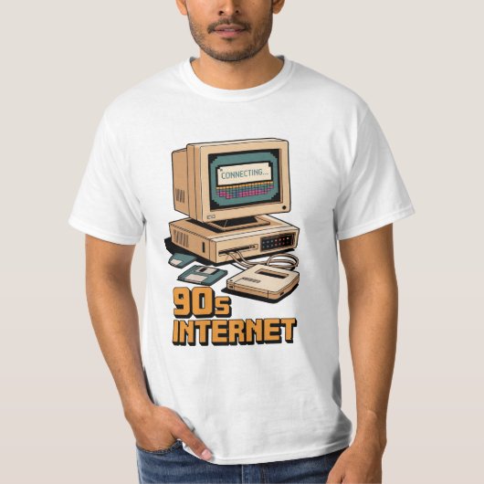 Retro 90s Internet Vintage Computer Illustration – Tシャツ (正面)