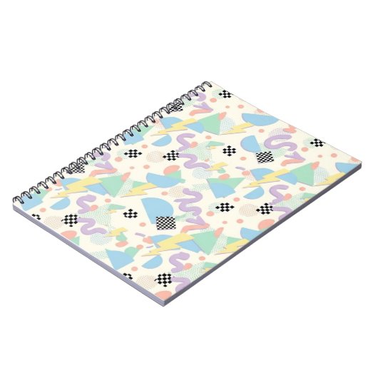 Retro 90s Memphis Aesthetic Pattern ノートブック (左側)