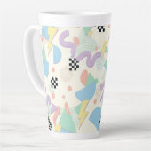 Retro 90s Memphis Aesthetic Pattern Latte Mug カフェラテマグ (左アングル)