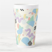 Retro 90s Memphis Aesthetic Pattern Latte Mug カフェラテマグ (正面)