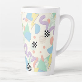 Retro 90s Memphis Aesthetic Pattern Latte Mug カフェラテマグ