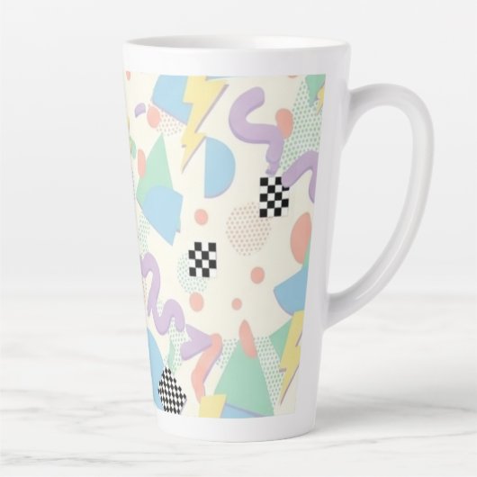 Retro 90s Memphis Aesthetic Pattern Latte Mug カフェラテマグ (右)
