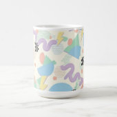Retro 90s Memphis Aesthetic Pattern Latte Mug コーヒーマグカップ (中央)