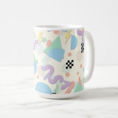 Retro 90s Memphis Aesthetic Pattern Latte Mug コーヒーマグカップ (正面右)