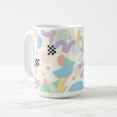 Retro 90s Memphis Aesthetic Pattern Latte Mug コーヒーマグカップ (正面左)