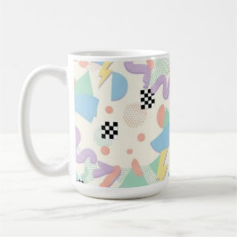 Retro 90s Memphis Aesthetic Pattern Latte Mug コーヒーマグカップ