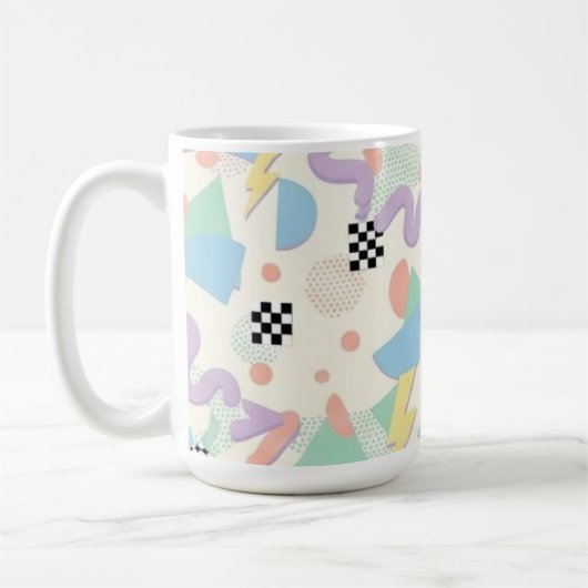 Retro 90s Memphis Aesthetic Pattern Latte Mug コーヒーマグカップ (左)
