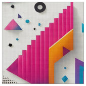 Retro 90s Memphis Geometric Neon Bold Fabric Print ファブリック (クローズアップ)