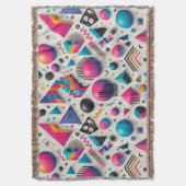 Retro 90s Memphis Geometric Neon Bold Throw Blanke スローブランケット (正面縦)