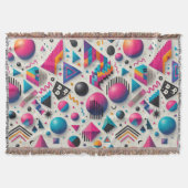 Retro 90s Memphis Geometric Neon Bold Throw Blanke スローブランケット (正面)